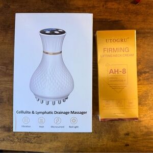 Cellulite & Lymphatic Drainage Massager and Firming Neck Cream Bundle